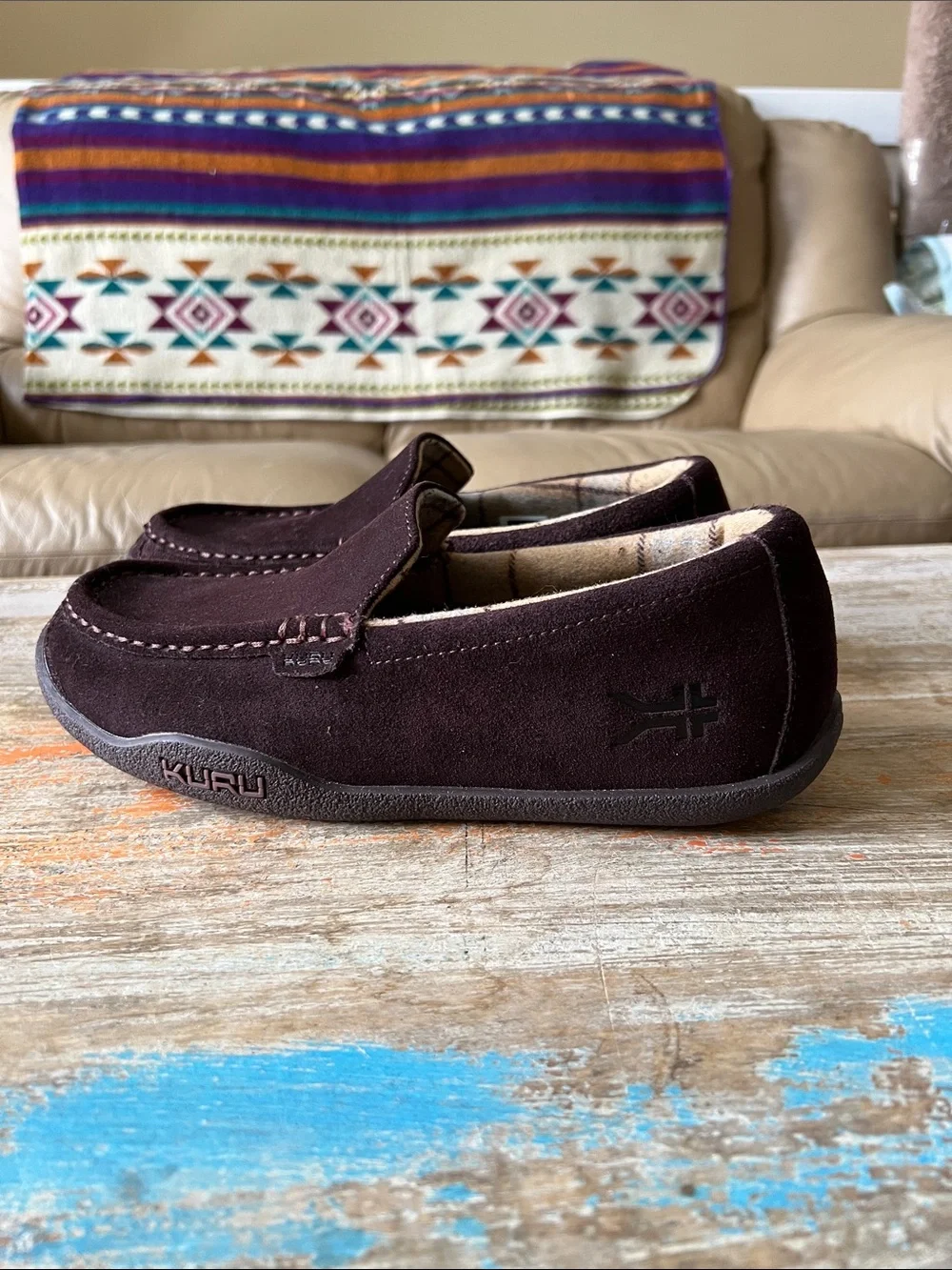KURU Loft Brown Suede Men's Moccasin Slip-on Shoes Size 10